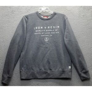 Iron & Resin Sweatshirt Mens XL Gray Chunky Fleece Lined Crew Neck Pullover EUC